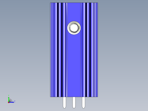 LM7805蓝色散热器25 x 12 6 x 6 5 mm孔18 3mm螺丝固定.stp左视缩略图