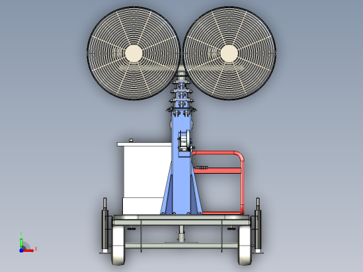 推车上的独立双蒸发空气喷雾冷却器，带桅杆- 7'-12' - 8723 CFM - 9kW燃气发电机防爆前视缩略图