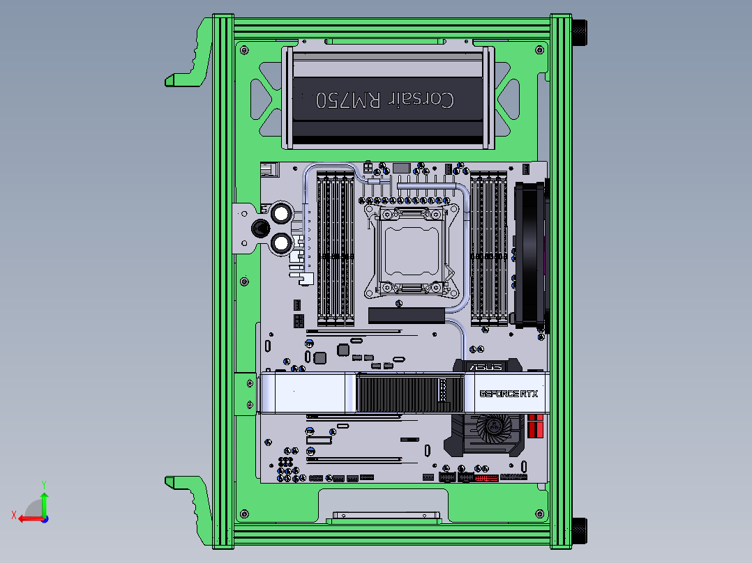 铝型材电脑机箱后视图
