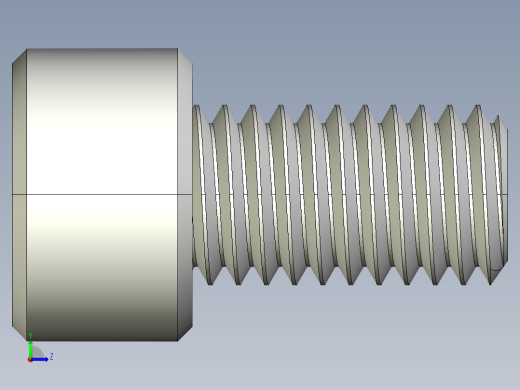 M8 x 1.25mm Thread 14mm LONG SOCKET HEAD CAP SCREW.IGS左视缩略图