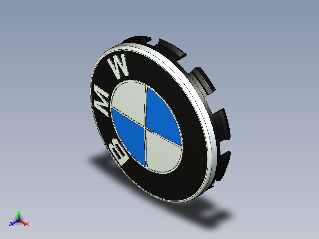 车轮中心轮毂盖盖正等轴测图