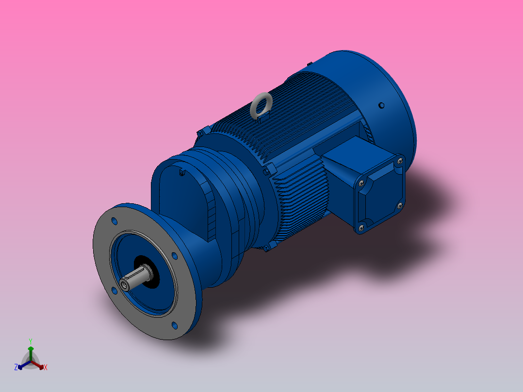RXF57法兰轴伸式安装斜齿轮减速机RX57-Y1.1-4P-90S-M1-0°-Φ200主视图