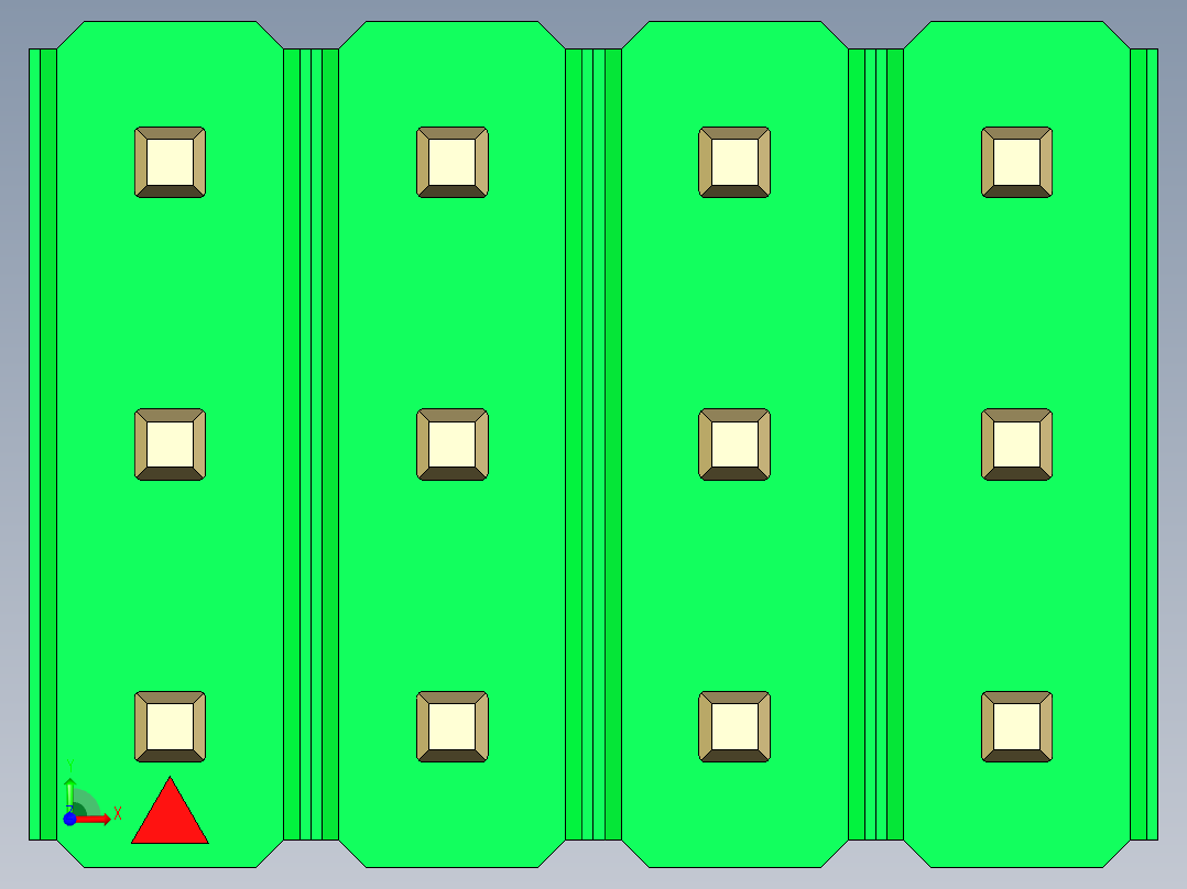 彩色公头100mil（2.54mm）系列-DS1021_green_3x04p_100mil_Type1_rev1.0前视图