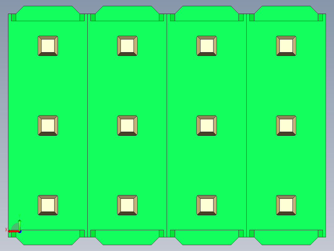 彩色公头100mil（2.54mm）系列-DS1021_green_3x04p_100mil_Type1_rev1.0后视图