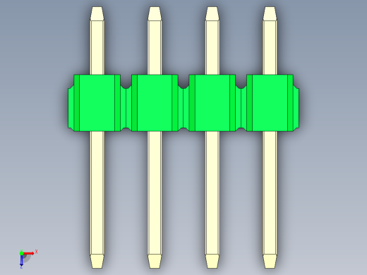 彩色公头100mil（2.54mm）系列-DS1021_green_3x04p_100mil_Type1_rev1.0俯视缩略图