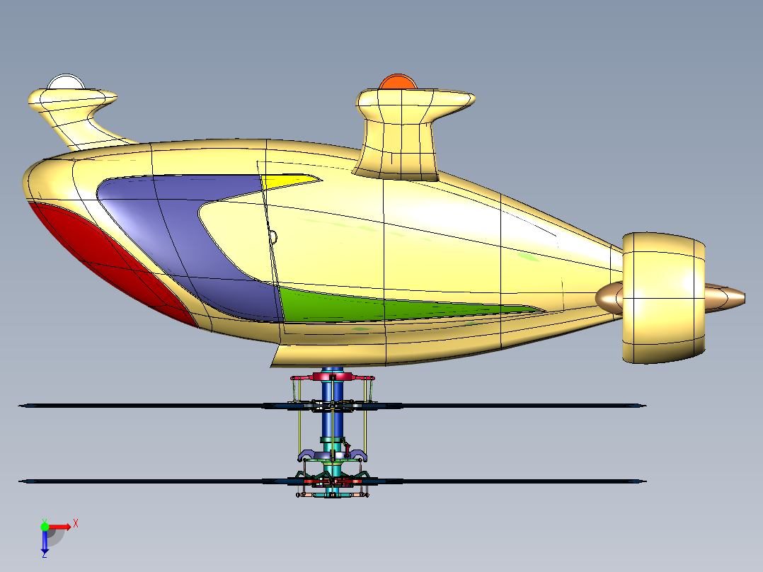共轴高速AVX直升机俯视图