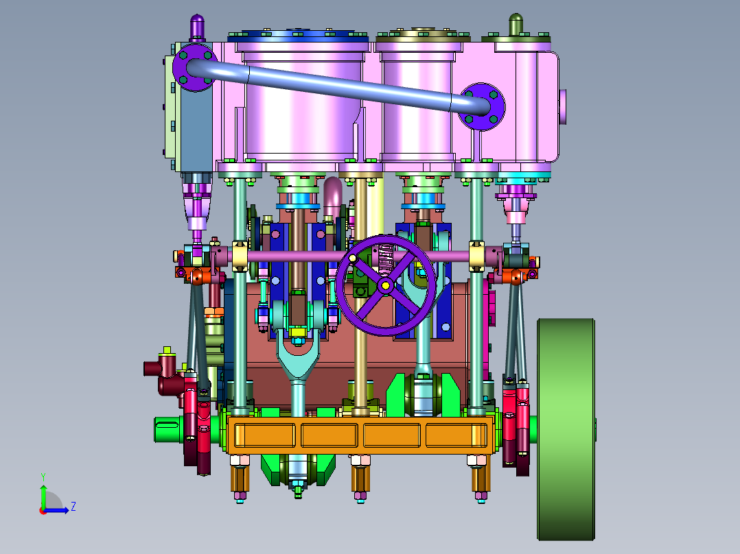 复合循环结构形式蒸汽机左视图