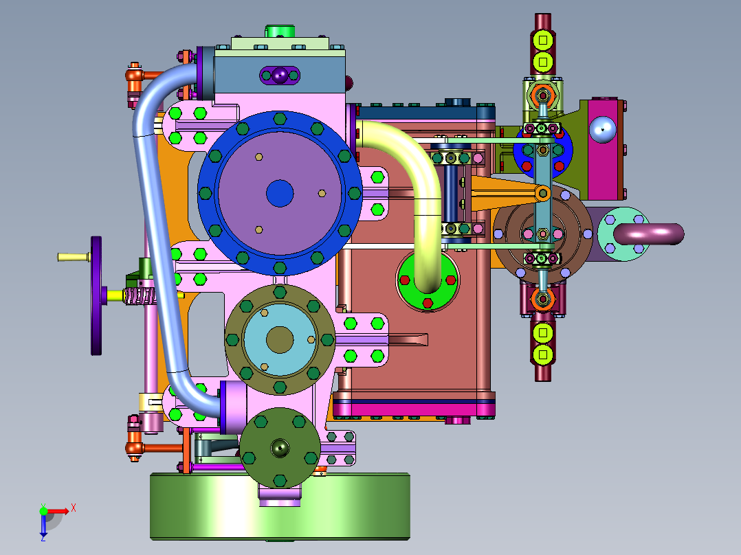复合循环结构形式蒸汽机俯视图