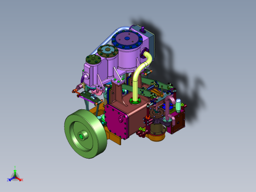 复合循环结构形式蒸汽机正等轴测缩略图