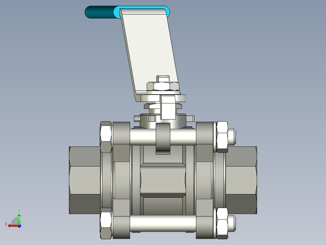 三件式球阀后视图