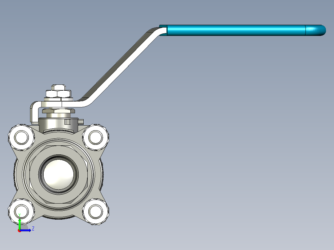 三件式球阀左视图