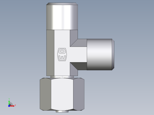 卡套式工业通用硬管接头EO_Swivel_nut_run_tee_EL06SOMDCF前视缩略图