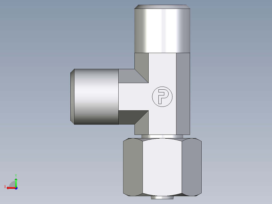卡套式工业通用硬管接头EO_Swivel_nut_run_tee_EL06SOMDCF后视图