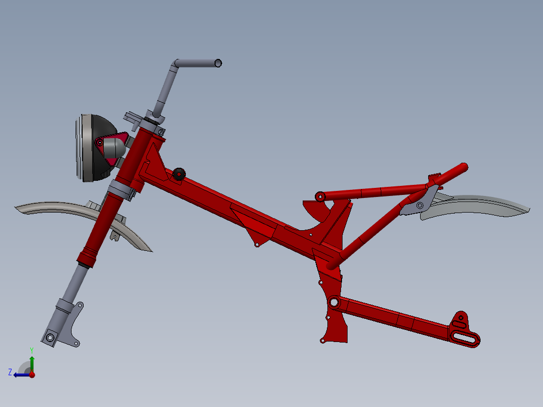 本田 Monkey 125 车架 挡泥板 灯主视图