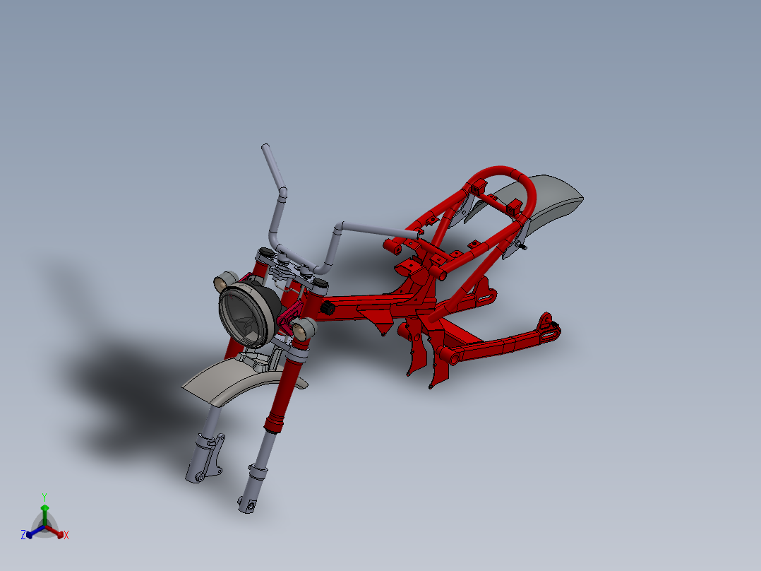 本田 Monkey 125 车架 挡泥板 灯正等轴测图
