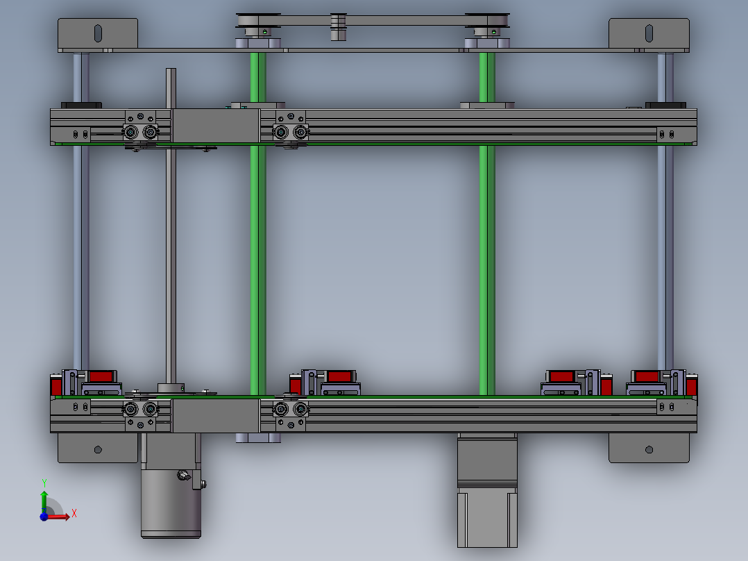 0.63x0.383米双带输送机构前视图