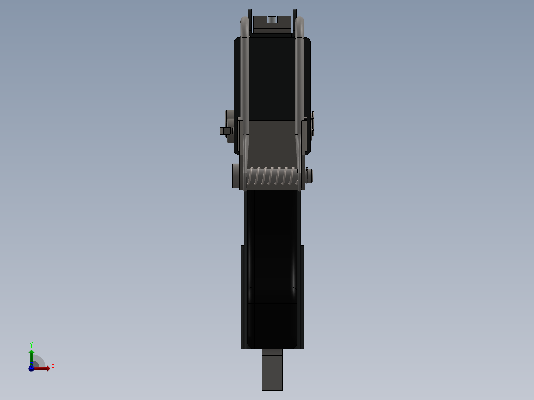 手枪左轮冲锋枪老式狙击步枪设计3D图纸crd-mac-11-inspired-smg-9mm SolidWorks前视图