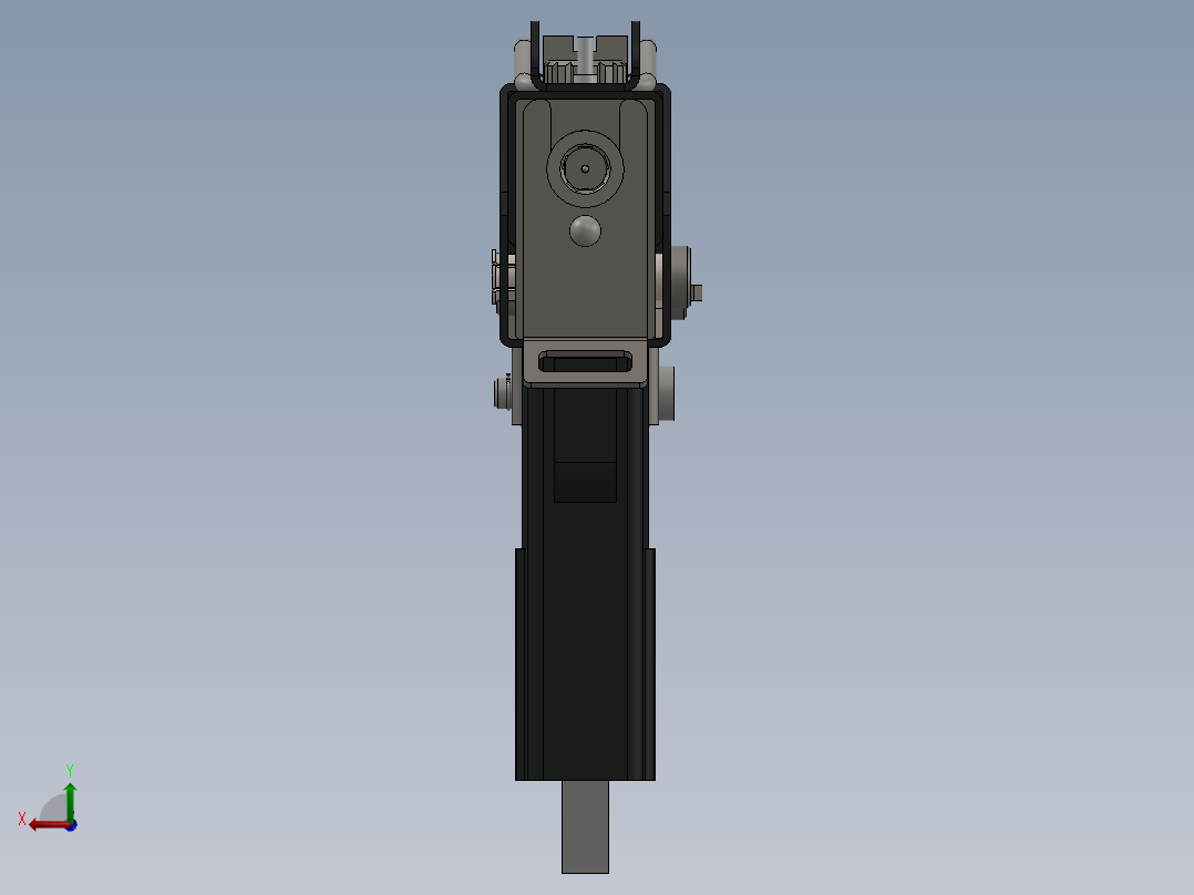 手枪左轮冲锋枪老式狙击步枪设计3D图纸crd-mac-11-inspired-smg-9mm SolidWorks后视图