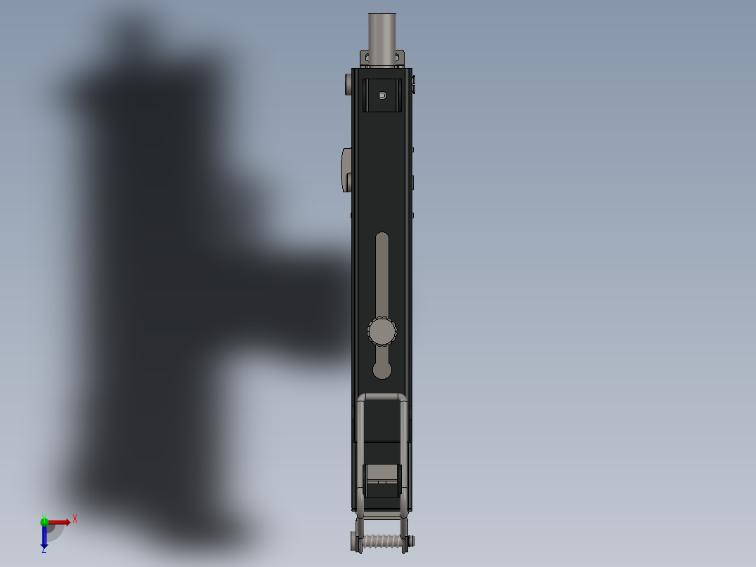 手枪左轮冲锋枪老式狙击步枪设计3D图纸crd-mac-11-inspired-smg-9mm SolidWorks俯视图