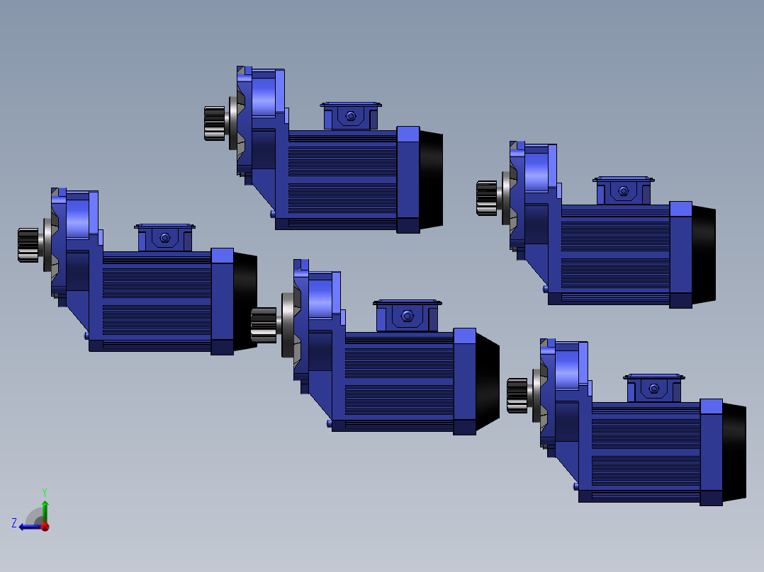 5种型号 YSFD YSJE YSHZ YSEW-70 V3驱动一体制电机模型MF50右视图