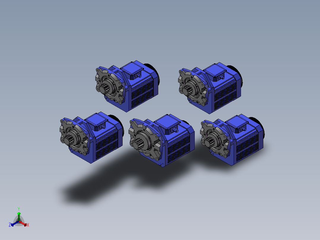 5种型号 YSFD YSJE YSHZ YSEW-70 V3驱动一体制电机模型MF50正等轴测图