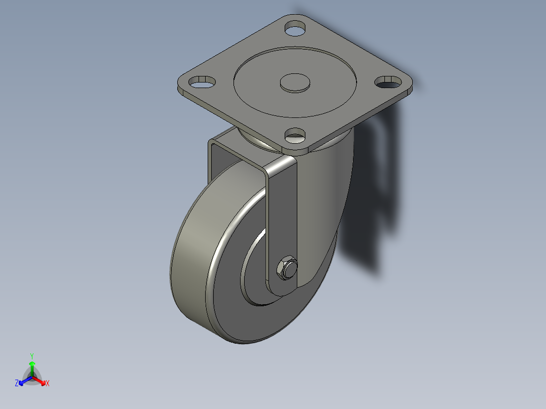 脚轮CLC01-D100-RB正等轴测图