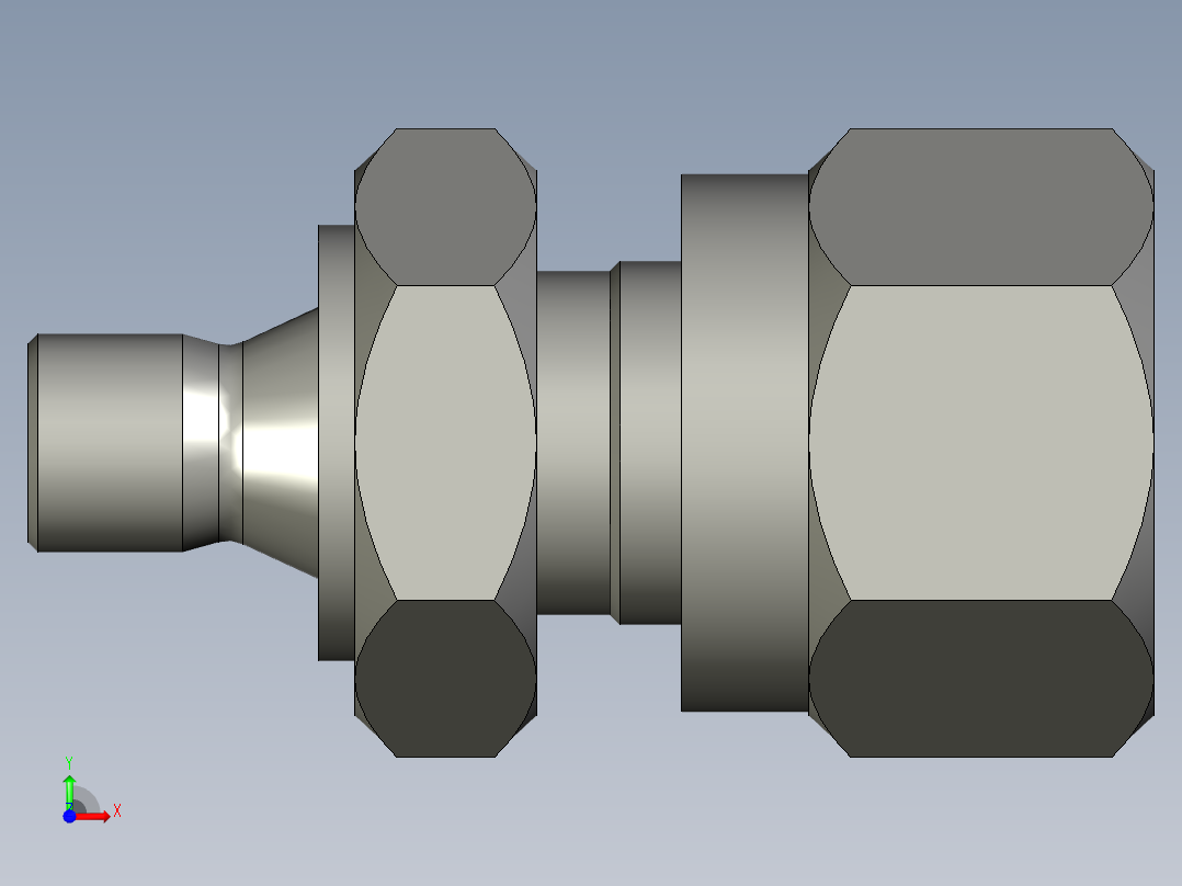 卡套式油管接头M6接4管前视图