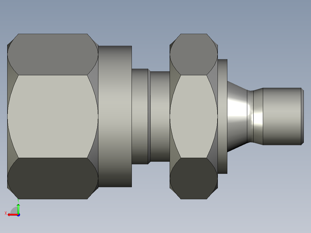卡套式油管接头M6接4管后视图