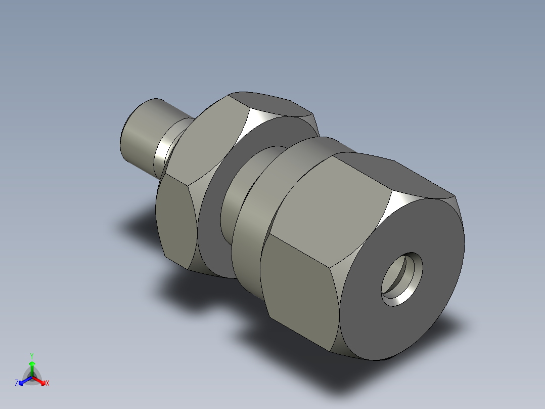 卡套式油管接头M6接4管正等轴测图