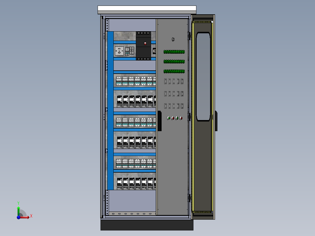 仿威图电控柜 3D图 机械钣金设计素材3D模型文件资料前视图