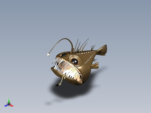 灯笼鱼卡通模型3D图纸 Solidworks设计 附IGS