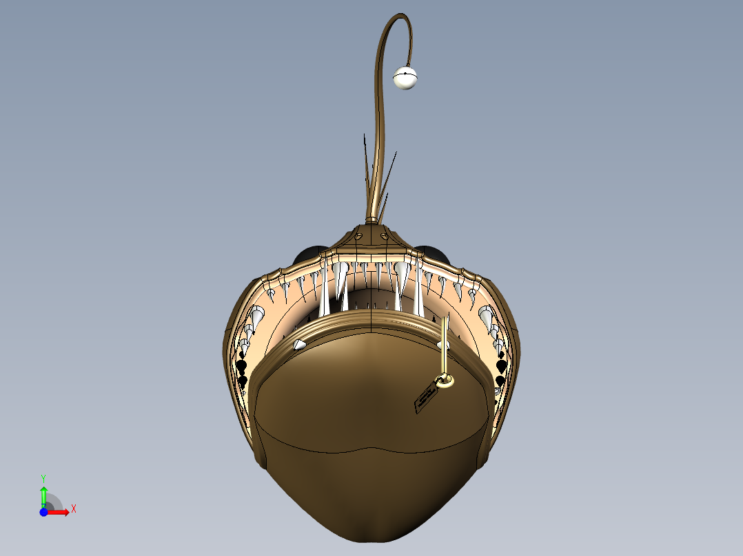 灯笼鱼卡通模型3D图纸 Solidworks设计 附IGS前视图