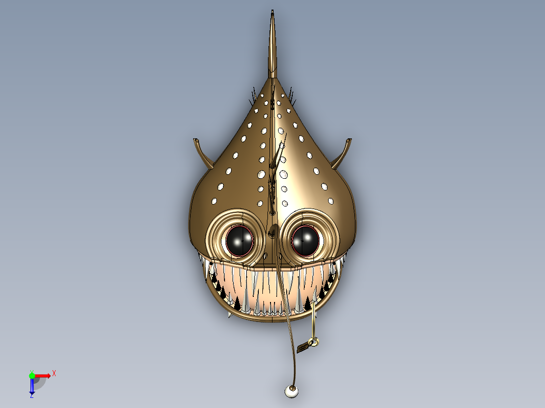 灯笼鱼卡通模型3D图纸 Solidworks设计 附IGS俯视图