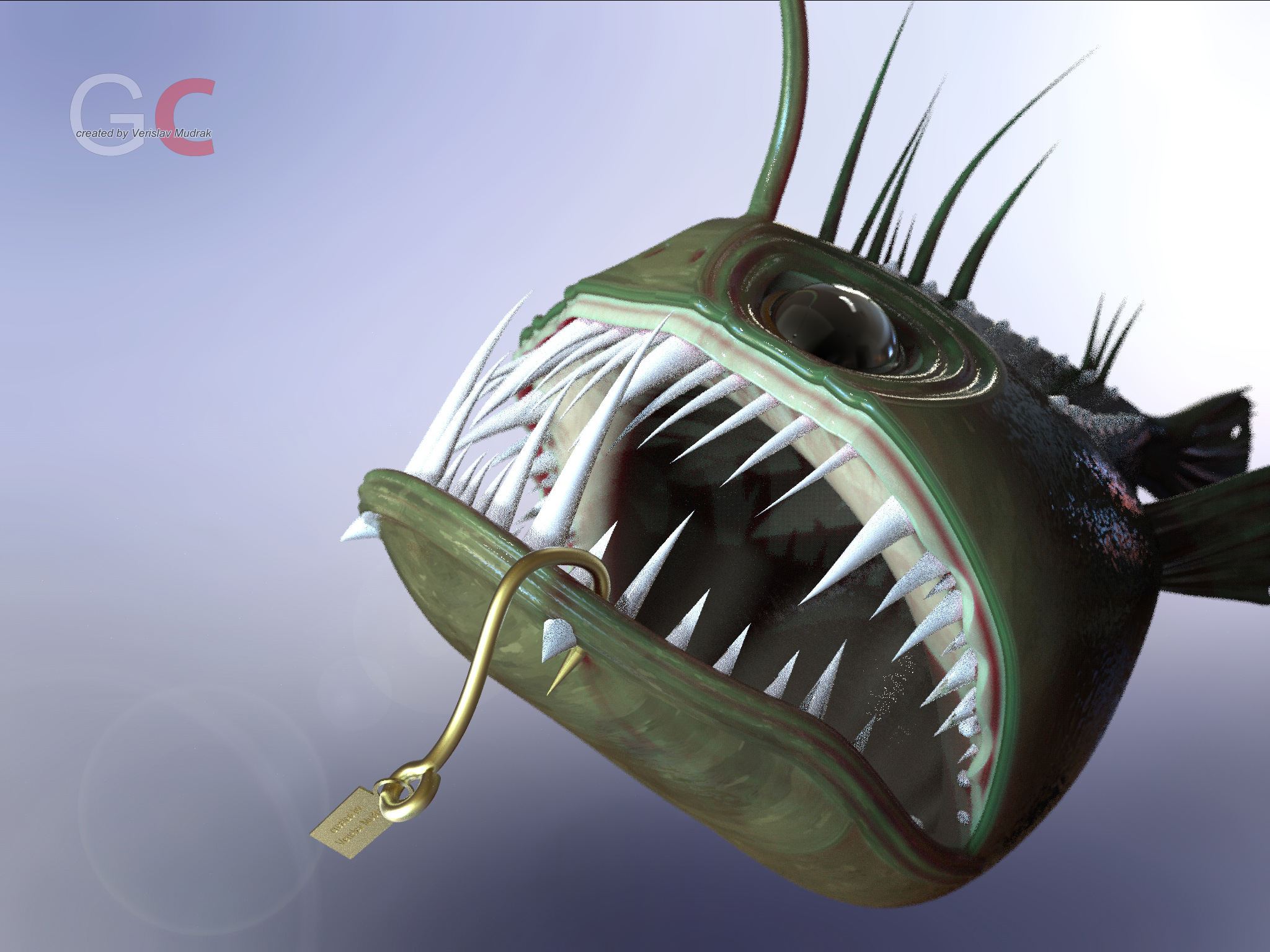 灯笼鱼卡通模型3D图纸 Solidworks设计 附IGS