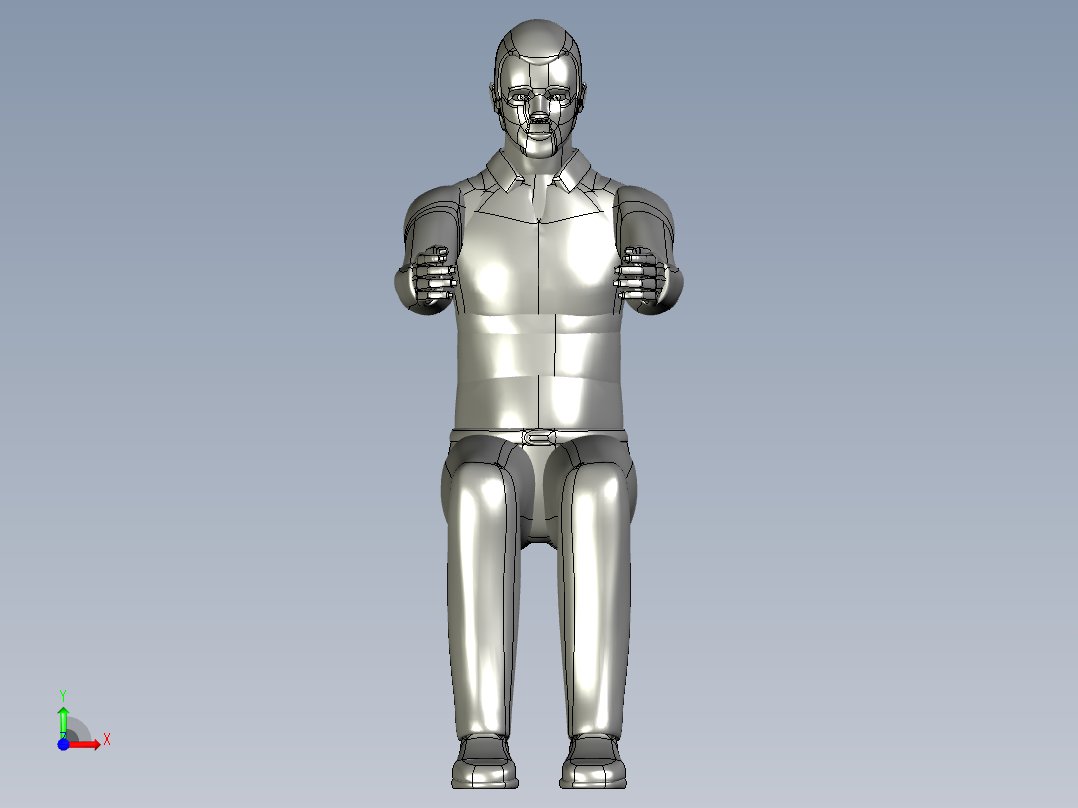 人机工程人体图纸模型标准工作姿势STP三维通用前视图