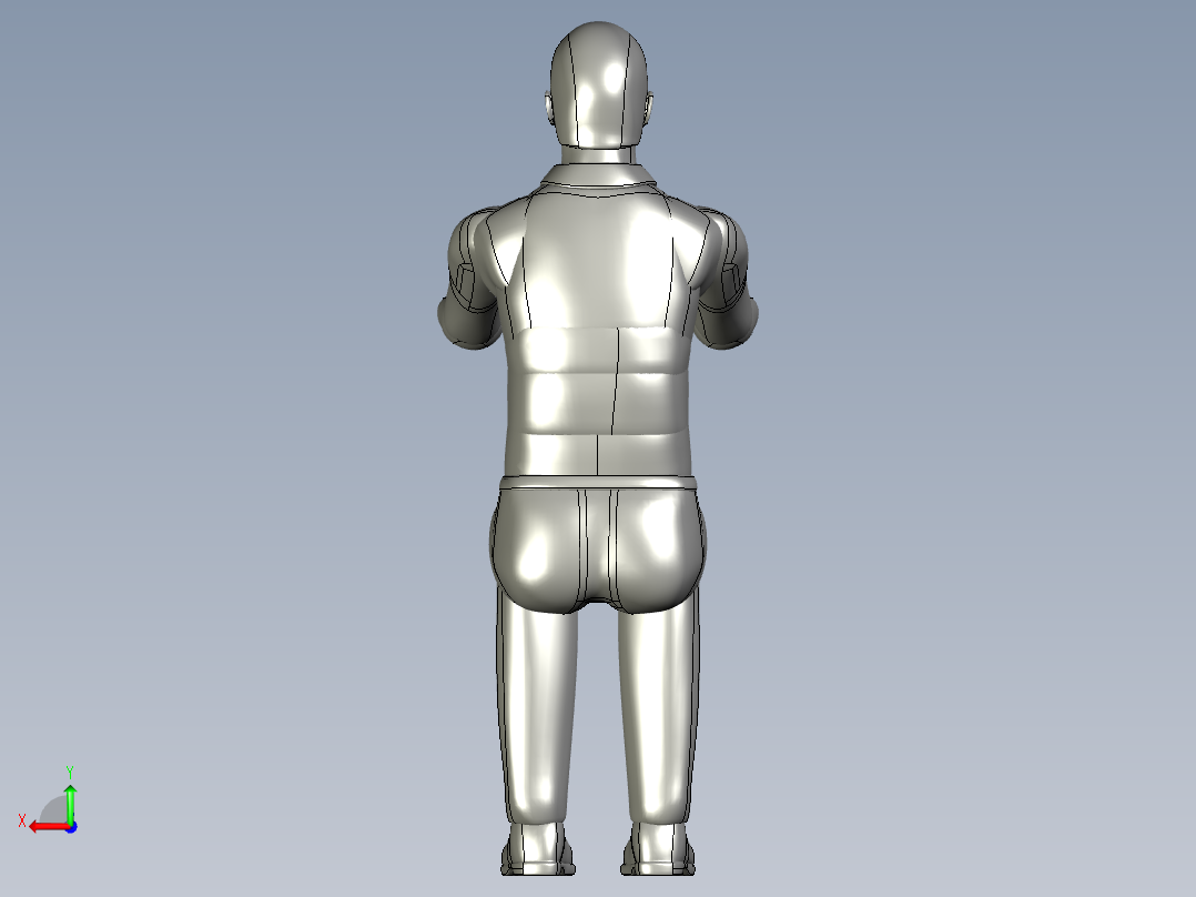 人机工程人体图纸模型标准工作姿势STP三维通用后视图