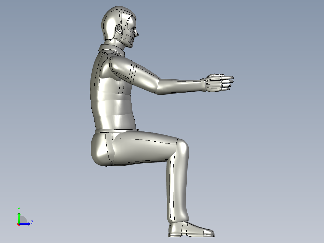 人机工程人体图纸模型标准工作姿势STP三维通用左视图