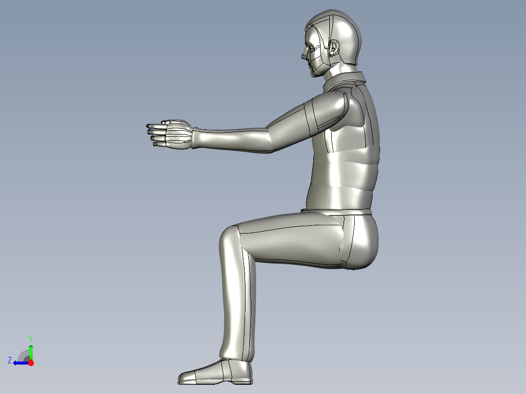 人机工程人体图纸模型标准工作姿势STP三维通用右视图