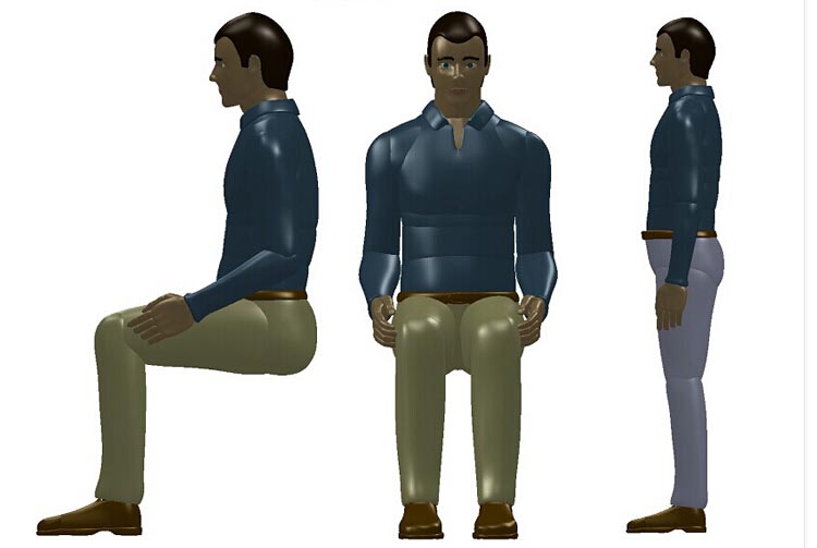 人机工程人体图纸模型标准工作姿势STP三维通用