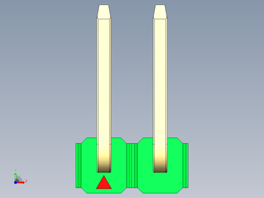 彩色公排针 100mil 2.54mm 系列-DS1022_green_02p_100mil_TypeU_rev1.0前视缩略图