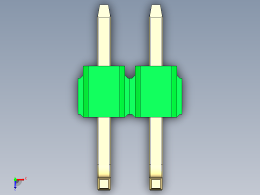 彩色公排针 100mil 2.54mm 系列-DS1022_green_02p_100mil_TypeU_rev1.0俯视缩略图