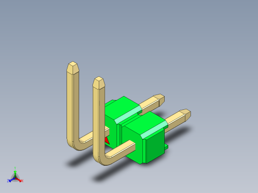 彩色公排针 100mil 2.54mm 系列-DS1022_green_02p_100mil_TypeU_rev1.0正等轴测缩略图