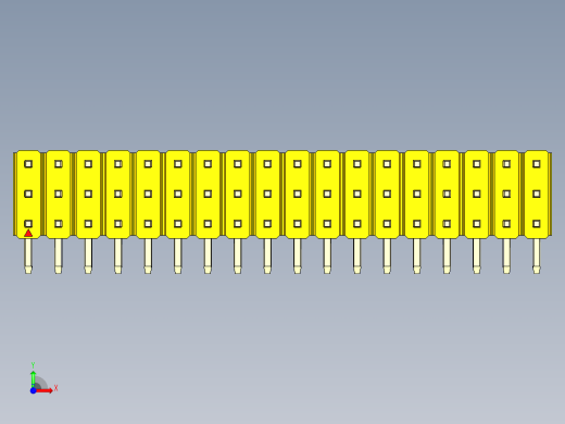彩色公排针 100mil 2.54mm 系列-DS1022_yellow_3x18p_100mil_TypeD_rev1.0前视缩略图