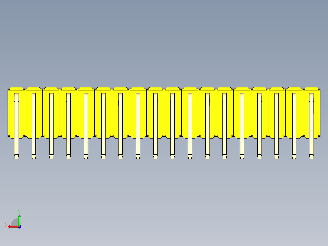 彩色公排针 100mil 2.54mm 系列-DS1022_yellow_3x18p_100mil_TypeD_rev1.0后视图