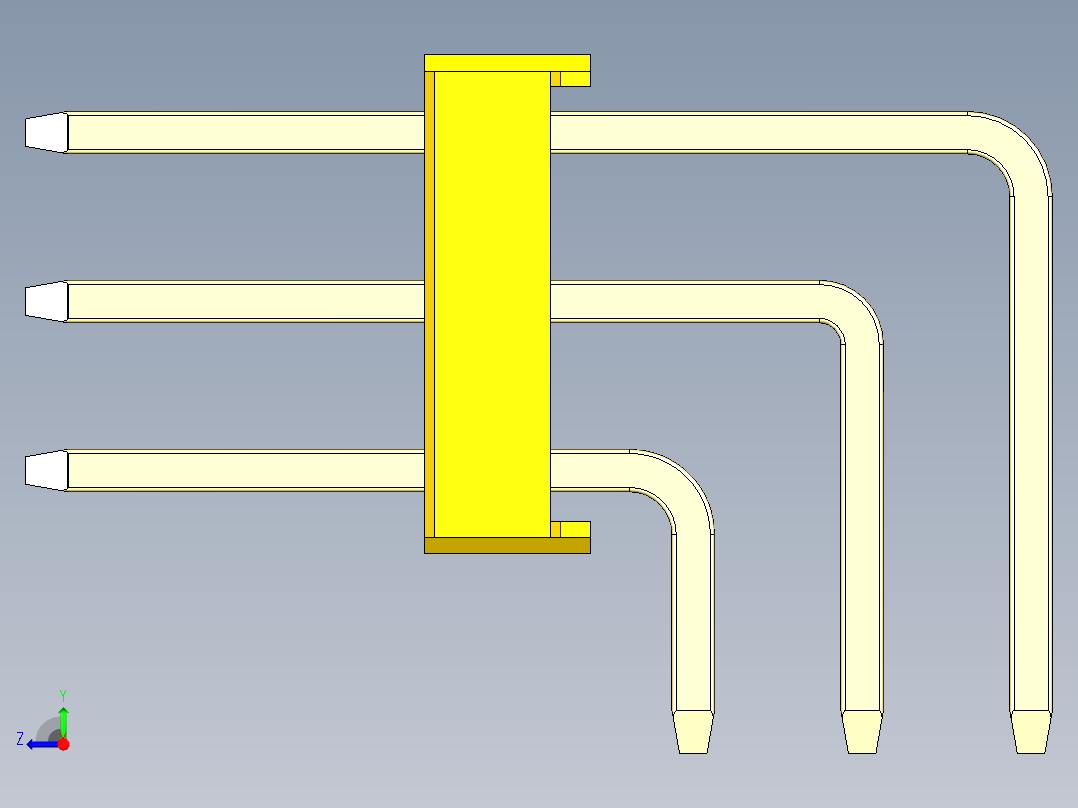 彩色公排针 100mil 2.54mm 系列-DS1022_yellow_3x18p_100mil_TypeD_rev1.0右视图