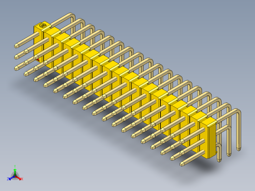 彩色公排针 100mil 2.54mm 系列-DS1022_yellow_3x18p_100mil_TypeD_rev1.0正等轴测缩略图