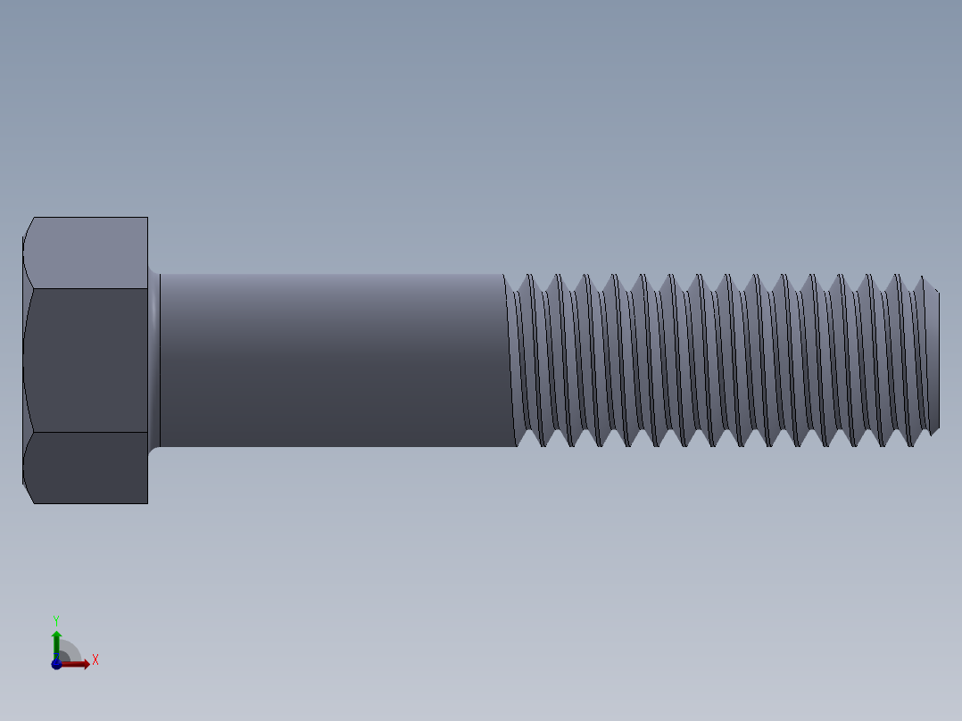 UNC 六角螺栓-Hex Bolt 0.4375-14 x 2.SLDPRT前视图