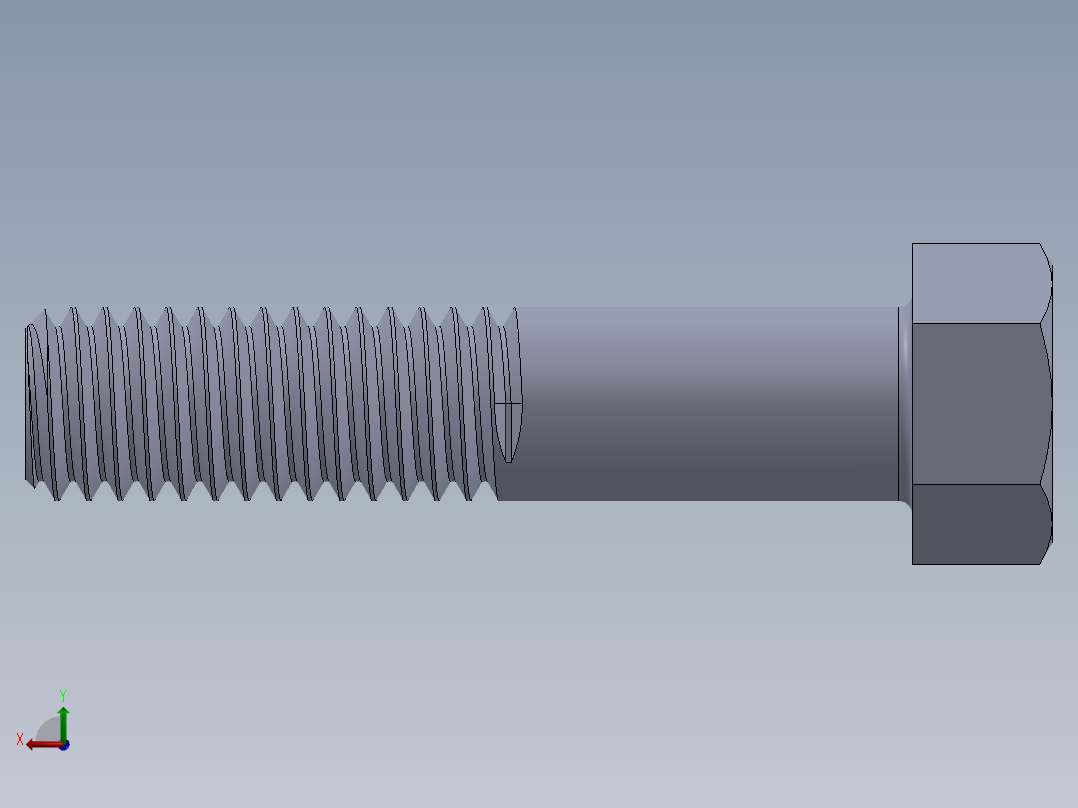 UNC 六角螺栓-Hex Bolt 0.4375-14 x 2.SLDPRT后视图