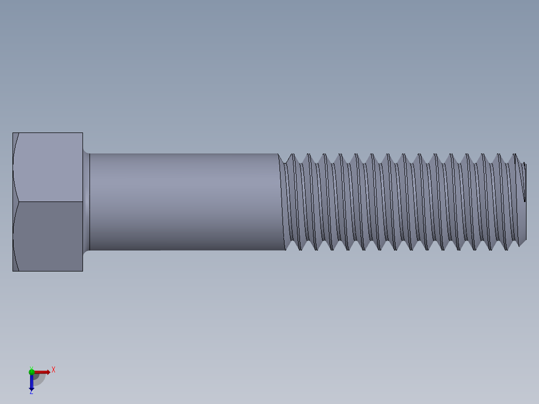 UNC 六角螺栓-Hex Bolt 0.4375-14 x 2.SLDPRT俯视图