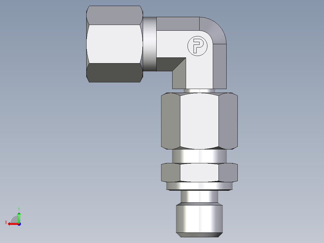 卡套式工业通用硬管接头EO_Assembled_adjustable_standpipe_elbow_EVW08LM71后视图